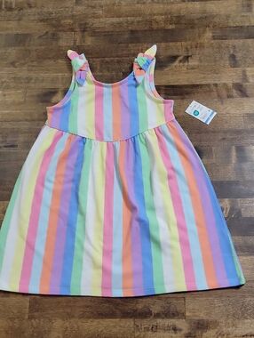 Girls' Rainbow Stripe Tank Dress - Pastel Colors Size 3T